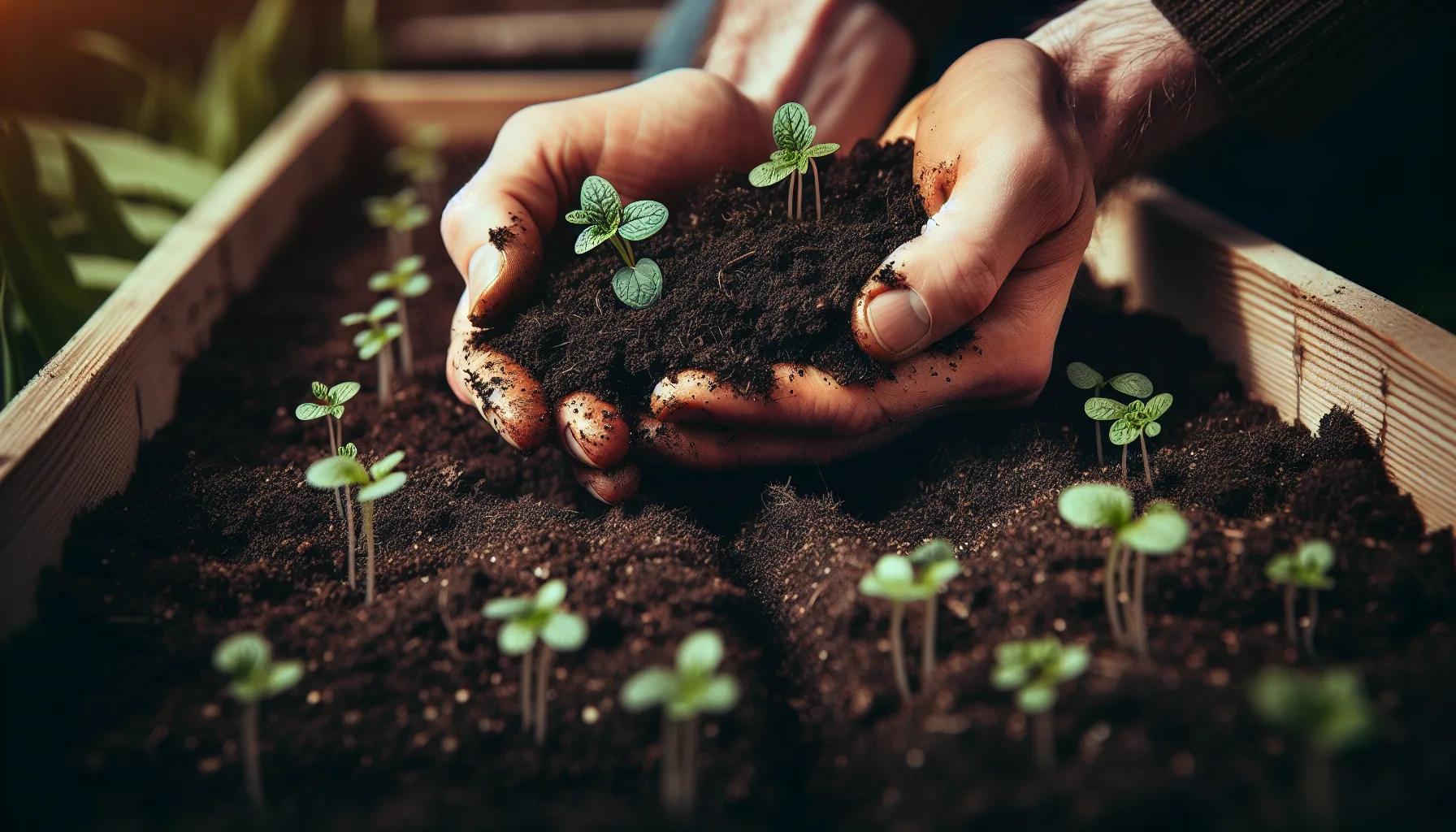 Vegetables growing in raised bed