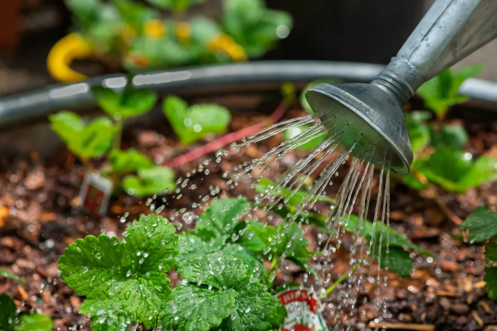 Lush vegetable garden bed with rich compost mulch