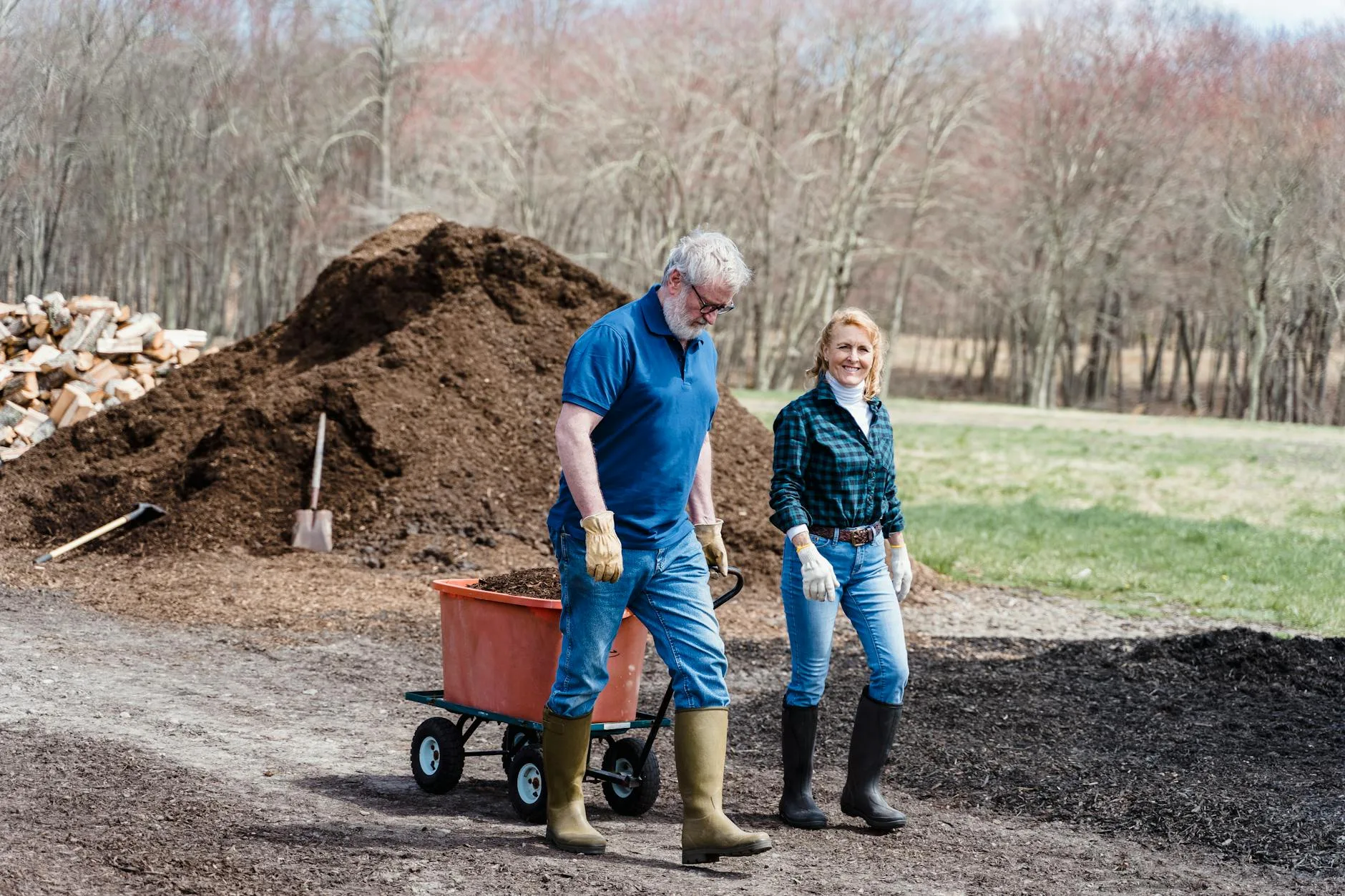 Wheelbarrow full of compost for garden work