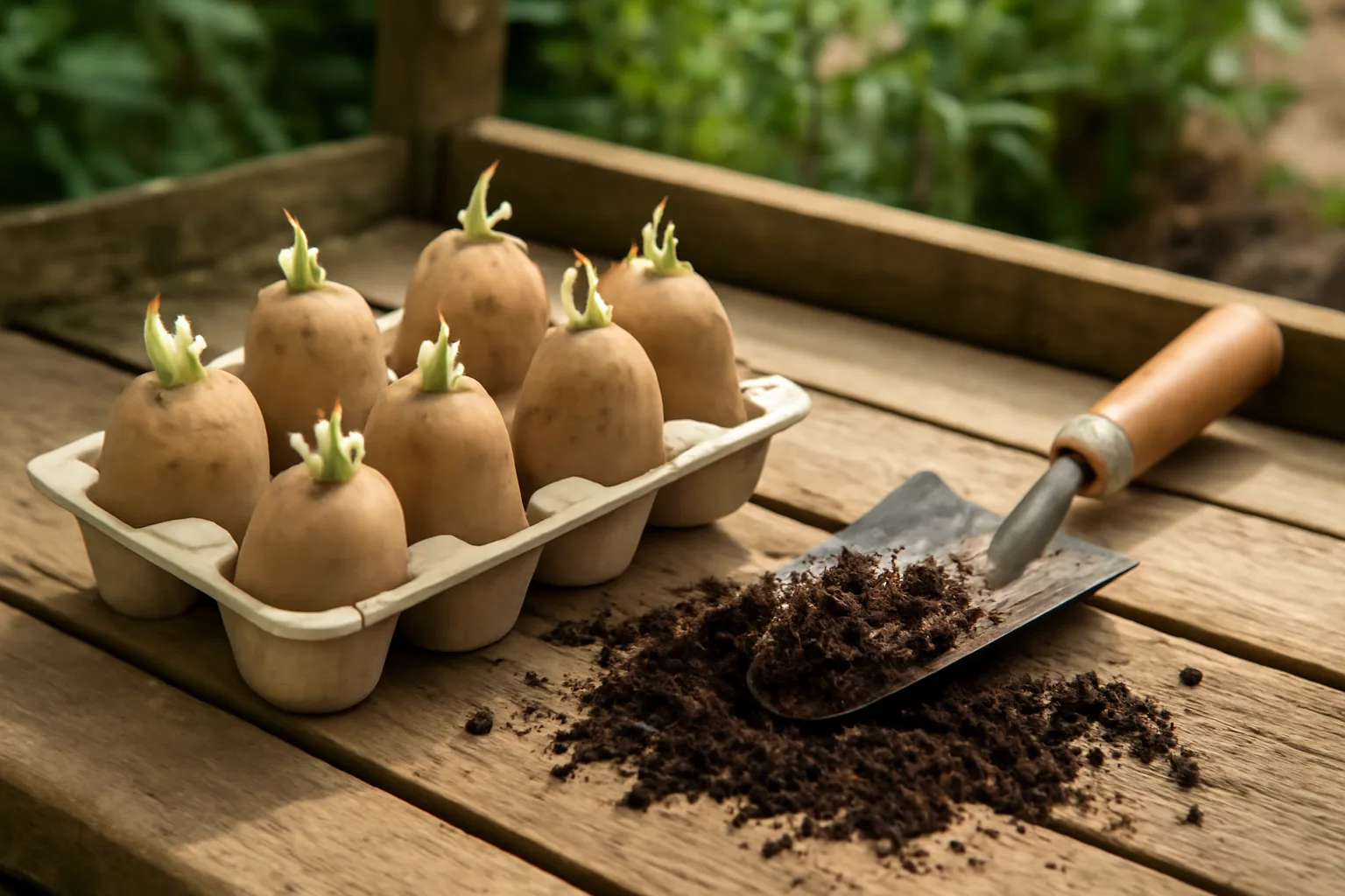 Chitted seed potatoes ready to plant in spring