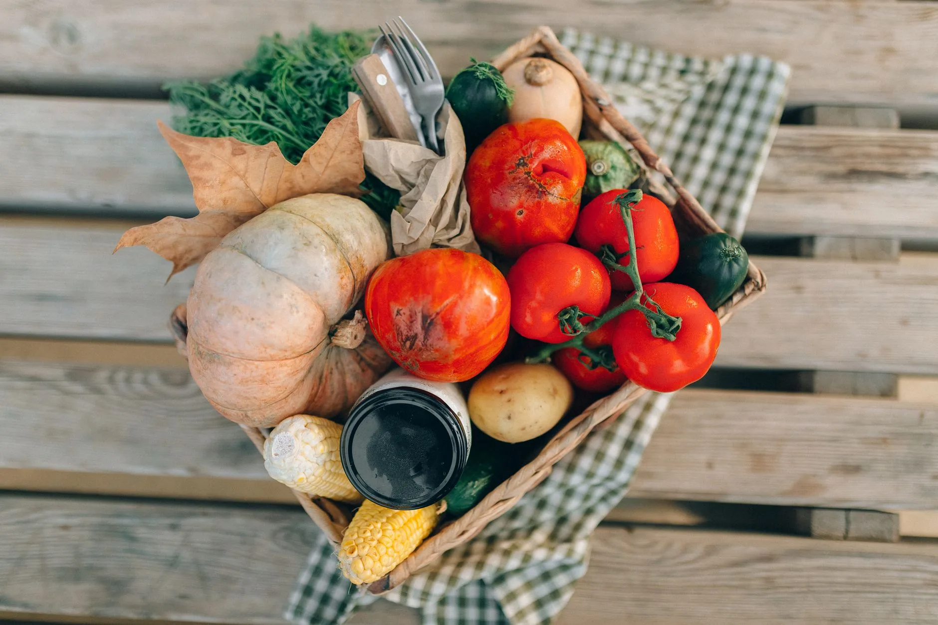 Autumn vegetable harvest from a succession planted garden